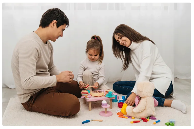 Parents and children connecting at a wellness workshop